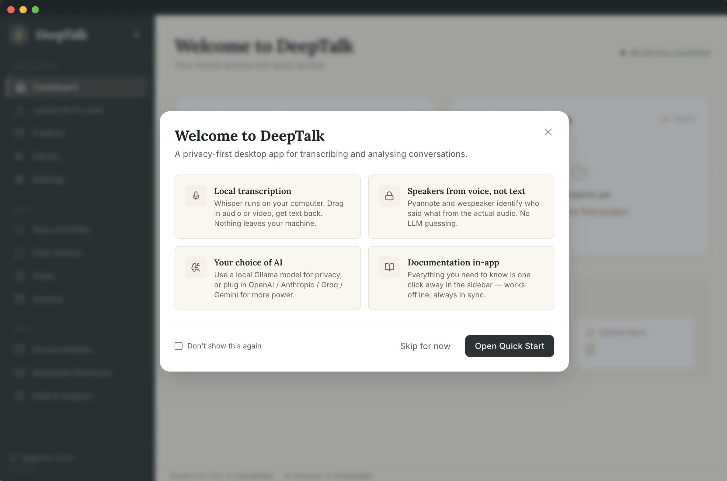 Deep Talk main interface