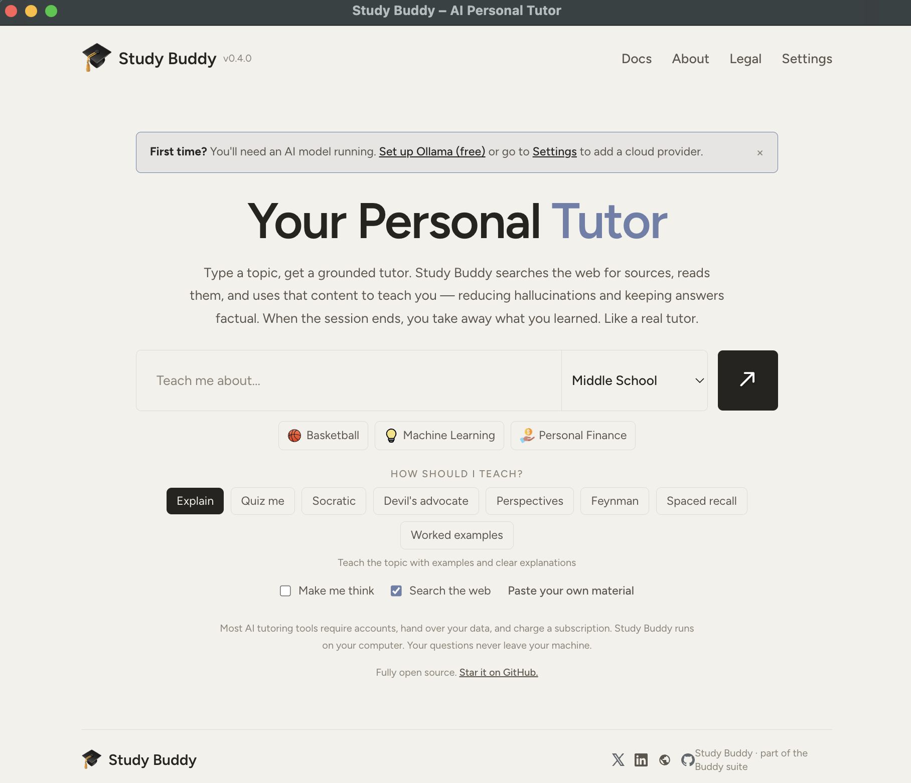 Study Buddy desktop interface